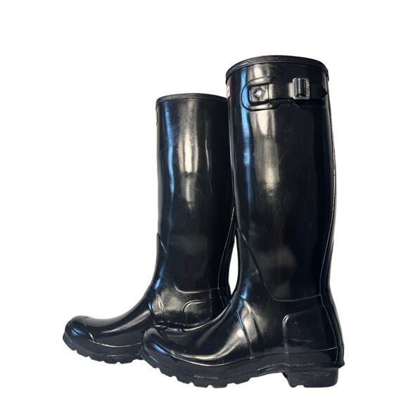 Hunter Rain Boots Women's Original Tall Black Glossy 6M/7F - Picture 3 of 9